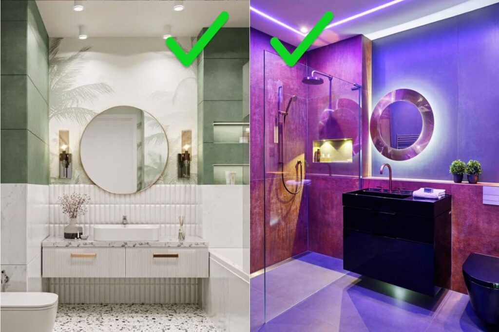 Тренди в дизайні ванної 2022: шпалери та вбудоване світло